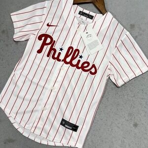 Nike Bryce Harper Philadelphia Phillies Jersey Youth L White Pinstripe *MSRP $90